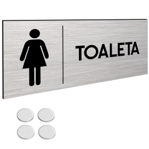 TABLICZKA TOALETA DAMSKA ZNAK DIBOND Tablica Na Drzwi TAŚMA NANO 30x11cm