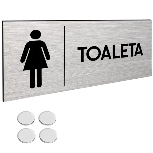 TABLICZKA TOALETA DAMSKA ZNAK DIBOND Tablica Na Drzwi TAŚMA NANO 30x11cm