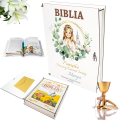 BIBLIA W PUDEŁKU Pamiątka Pierwszej Komunii Świętej PREZENT NA KOMUNIĘ