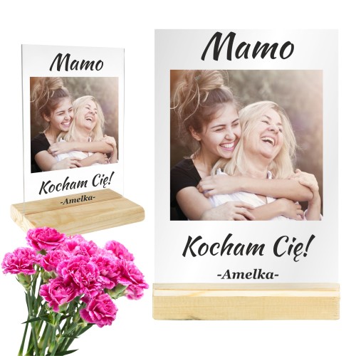 Prezent na Dzień MAMY Matki Ramka NA SZKLE Ze Zdjęciem Upominek Urodziny