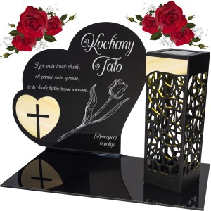 ZNICZ SOLARNY z Grawerem Wieczna Lampka Latarenka LED STATUETKA dla taty