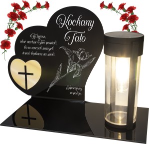 ZNICZ SOLARNY z Grawerem Wieczna Lampka Latarenka LED STATUETKA dla taty