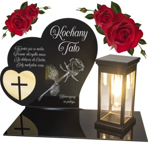 ZNICZ SOLARNY z Grawerem Wieczna Lampka Latarenka LED STATUETKA dla taty