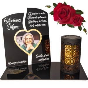 WIECZNY ZNICZ SOLARNY LED Ze Zdjęciem Cmentarz dla Mamy Taty Babci Dziadka