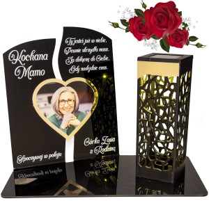 WIECZNY ZNICZ SOLARNY LED Ze Zdjęciem Cmentarz dla Mamy Taty Babci Dziadka