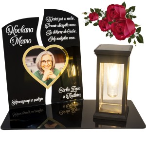 WIECZNY ZNICZ SOLARNY LED Ze Zdjęciem Cmentarz dla Mamy Taty Babci Dziadka