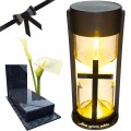 ZNICZ SOLARNY LED LAMPION NA GRÓB STATUETKA NA CMENTARZ Z KRZYŻEM