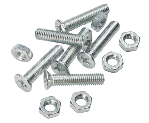 M2,5x20mm ŚRUBA STOŻKOWA ŚRUBKA Z NAKRĘTKĄ OCYNK  KRZYŻAK 16 szt