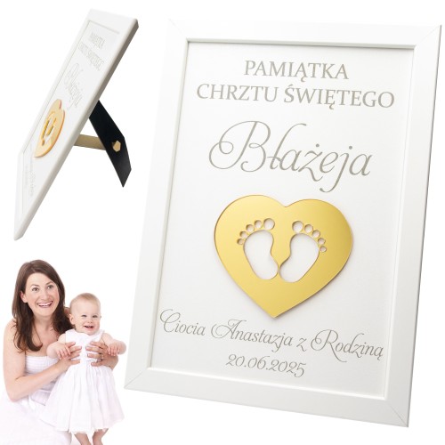 Prezent na chrzest święty PAMIĄTKA CHRZTU ŚWIĘTEGO personalizowany STOPY