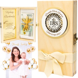 PAMIĄTKA CHRZTU ŚWIĘTEGO Pudełko na Pieniądze PREZENT Chrzest