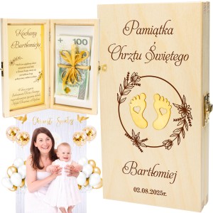 PAMIĄTKA CHRZTU ŚWIĘTEGO Pudełko na Pieniądze PREZENT Chrzest