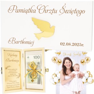 PAMIĄTKA CHRZTU ŚWIĘTEGO Pudełko na Pieniądze PREZENT Chrzest