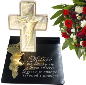 DEKORACJA na grób ZNICZ podstawka na cmentarz LAMPKA LED wieczna latarenka