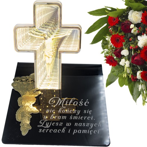 DEKORACJA na grób ZNICZ podstawka na cmentarz LAMPKA LED wieczna latarenka