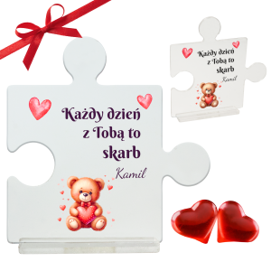DUŻY SZKLANY  PUZZEL PREZENT NA WALENTYNKI DLA NIEJ DZIEWCZYNY ŻONY
