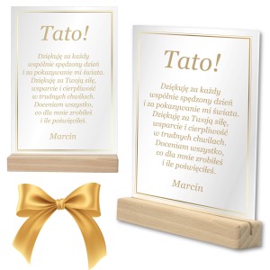 PREZENT NA DZIEŃ TATY RAMKA NA SZKLE Upominek Statuetka Ojca Życzenia
