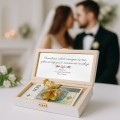 PUDEŁKO NA BANKNOTY Pamiątka Ślubu PREZENT NA ŚLUB Wesele  Nadruk Życzenia