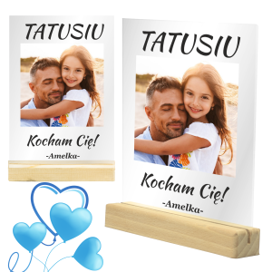 PREZENT NA DZIEŃ TATY RAMKA NA SZKLE ZE ZDJĘCIEM Statuetka Ojca Upominek