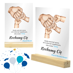 PREZENT NA DZIEŃ TATY RAMKA NA SZKLE RĄCZKI Statuetka Ojca Upominek