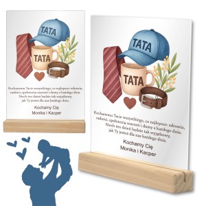 PREZENT NA DZIEŃ TATY RAMKA NA SZKLE Upominek Statuetka Ojca Życzenia