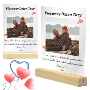 PREZENT NA DZIEŃ TATY RAMKA NA SZKLE ZE ZDJĘCIEM Pierwszy Raz Tata Ojca
