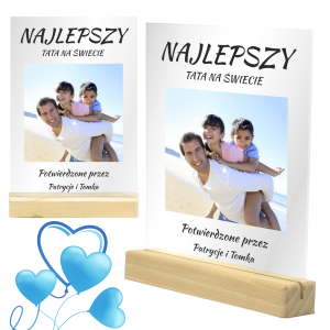 PREZENT NA DZIEŃ TATY RAMKA NA SZKLE ZE ZDJĘCIEM Statuetka Ojca Upominek