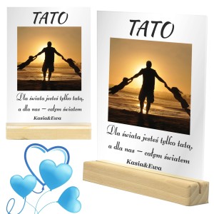 PREZENT NA DZIEŃ TATY RAMKA NA SZKLE ZE ZDJĘCIEM Statuetka Ojca Upominek