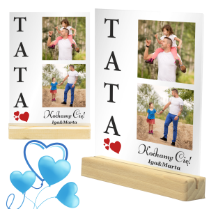 PREZENT NA DZIEŃ TATY RAMKA NA SZKLE ZE ZDJĘCIEM Statuetka Ojca Upominek