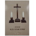 ELEGANCKI ZESTAW KOLĘDOWY Z IKONĄ Krzyż z Jezusem Drewno Brąz Świecznikx2