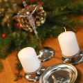 ELEGANCKI ZESTAW KOLĘDOWY Z IKONĄ Metalowy Krzyż z Jezusem Świecznikx2