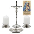 ELEGANCKI ZESTAW KOLĘDOWY Z IKONĄ Metalowy Krzyż z Jezusem Świecznikx2