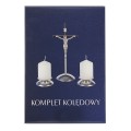 ELEGANCKI ZESTAW KOLĘDOWY Z IKONĄ Metalowy Krzyż z Jezusem Świeczniki