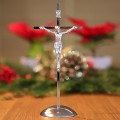 ELEGANCKI ZESTAW KOLĘDOWY Z IKONĄ Metalowy Krzyż z Jezusem Świeczniki