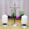 ELEGANCKI ZESTAW KOLĘDOWY Z IKONĄ Metalowy Krzyż z Jezusem Świeczniki