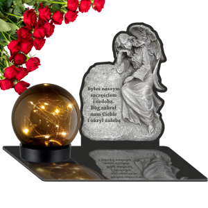 SOLARNY ZNICZ LED STATUETKA NA CMENTARZ GRÓB DUŻA Ozdoba PODSTAWKA