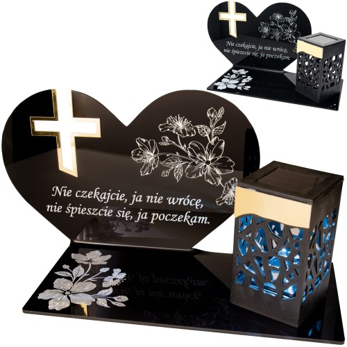 SOLARNY ZNICZ Led Statuetka NA CMENTARZ GRÓB DUŻA Lampka Led z Grawerem