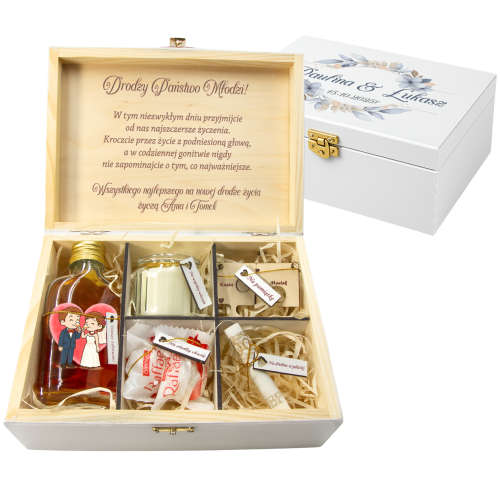 ZESTAW PREZENT NA ŚLUB WESELE NIEZBĘDNIK MAŁŻEŃSKI Dedykacja BIAŁE PUDEŁKO