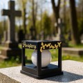 Znicz solarny LED wieczny lampion NA GRÓB statuetka CMENTARZ dekoracja