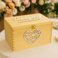 PUDEŁKO NA KOPERTY SKRZYNKA DREWNO ŚLUB WESELE Ślubne Naturalna Złote Serce