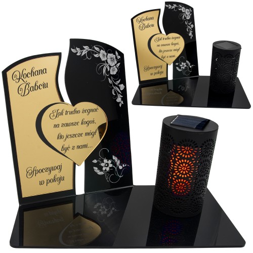 WIECZNY ZNICZ SOLARNY Statuetka dla BABCI na Grób Wszystkich Świętych LED