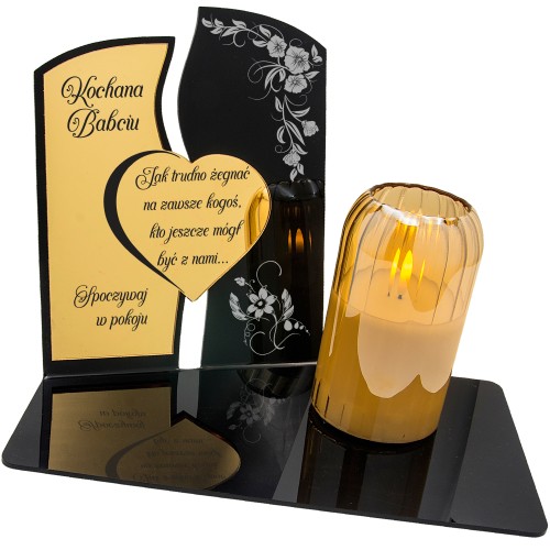 WIECZNY ZNICZ SOLARNY Statuetka dla BABCI na Grób Wszystkich Świętych LED