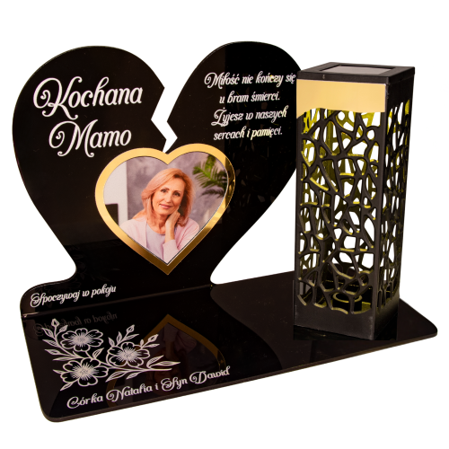 WIECZNY ZNICZ SOLARNY LED Ze Zdjęciem Cmentarz dla Mamy Taty Babci Dziadka