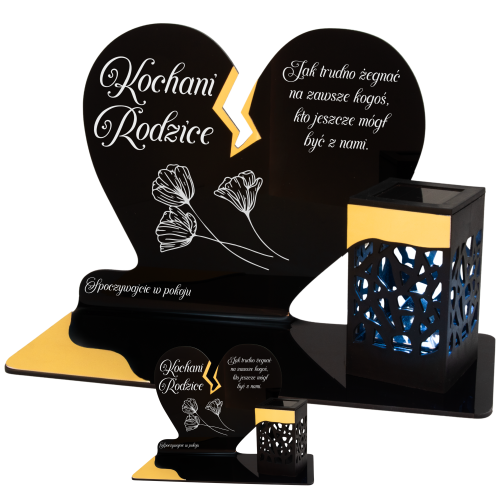 ZNICZ SOLARNY DLA RODZICÓW LED NA GRÓB CMENTARZ LAMPKA ZŁOTE NOWOSCI Serce