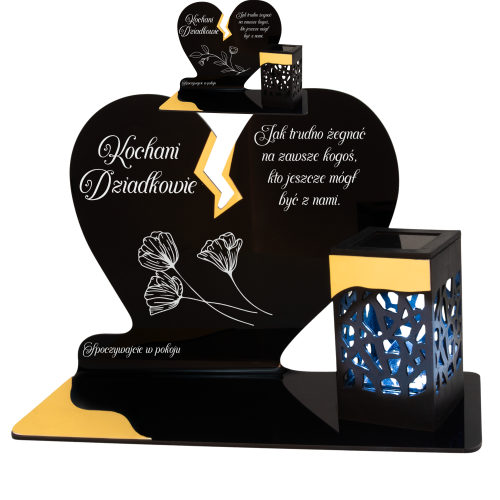 ZNICZ SOLARNY DLA DZIADKÓW LED NA GRÓB CMENTARZ SERCE LAMPKA NOWOSCI ZŁOTE