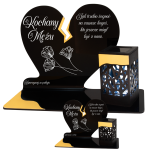 ZNICZ SOLARNY DLA MĘŻA LED NA GRÓB CMENTARZ SERCE LAMPKA NOWOSCI ZŁOTE