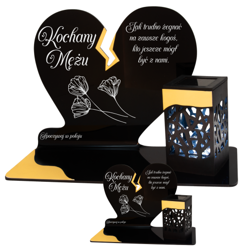 ZNICZ SOLARNY DLA MĘŻA LED NA GRÓB CMENTARZ SERCE LAMPKA NOWOSCI ZŁOTE