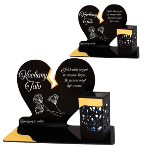 ZNICZ SOLARNY DLA TATY LED NA GRÓB CMENTARZ LAMPKA ZŁOTE NOWOSCI Serce