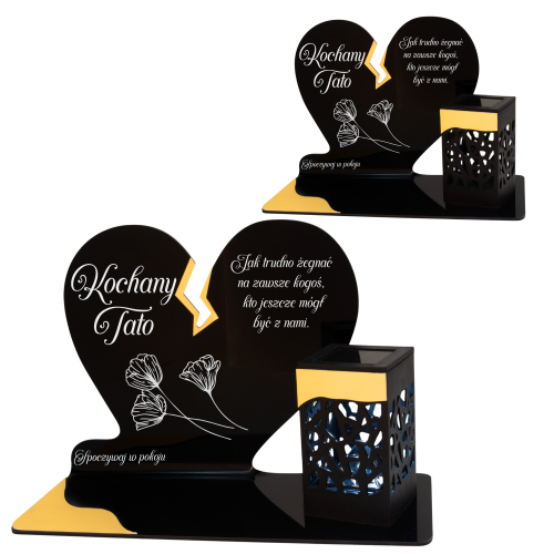 ZNICZ SOLARNY DLA TATY LED NA GRÓB CMENTARZ LAMPKA ZŁOTE NOWOSCI Serce