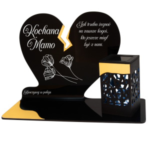 ZNICZ SOLARNY DLA MAMY LED NA GRÓB CMENTARZ LAMPKA ZŁOTE NOWOSCI Serce