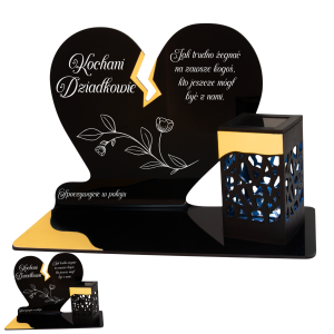 ZNICZ SOLARNY DLA DZIADKÓW LED NA GRÓB CMENTARZ SERCE LAMPKA ZŁOTE NOWOSCI